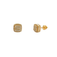 Diamond Cluster Cushion Yellow Gold Stud Earrings (14K) Popular Jewelry New York