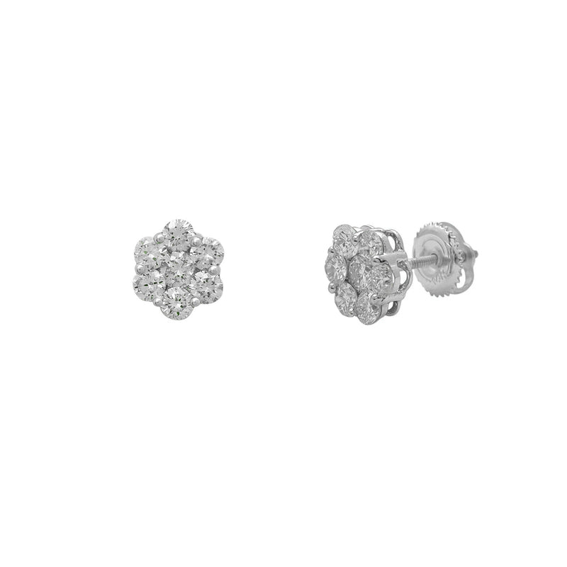 Diamond Cluster Honeycomb Stud Earrings (14K)