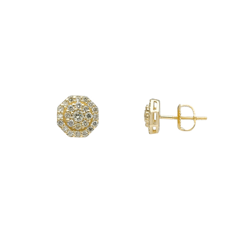 Diamond Cluster Octagonal Stud Earrings (14K) Popular Jewelry New York