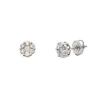 Teemantklastri ümmargused valge kuld kõrvarõngad (14K) Popular Jewelry New York