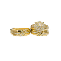 Dimanta kopas trīsdaļīgs komplekts gredzens (14K) Popular Jewelry NY