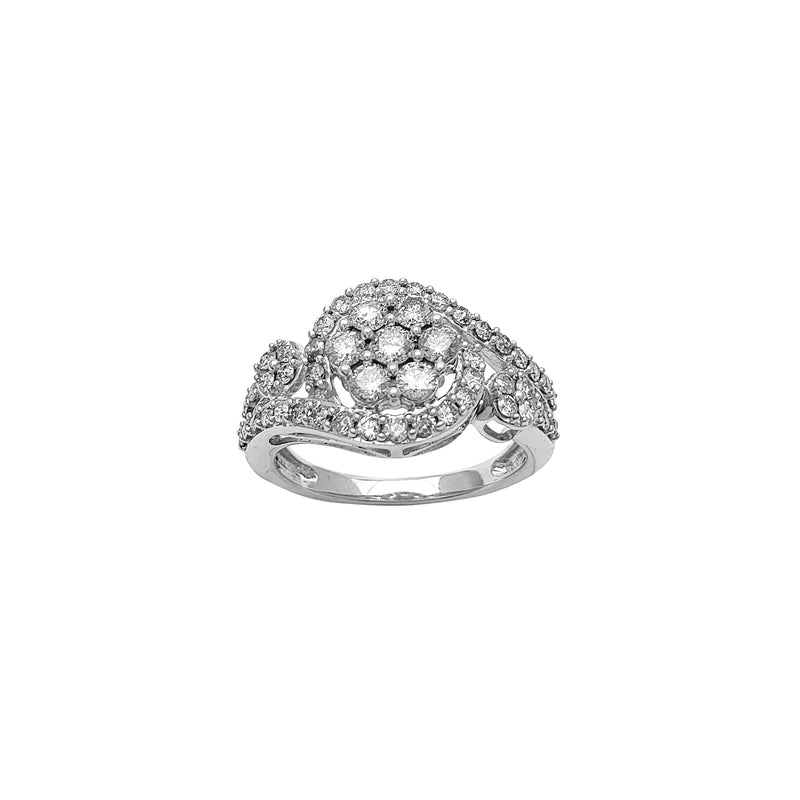Diamond Cluster White Gold Lady Ring (10K) Popular Jewelry New York