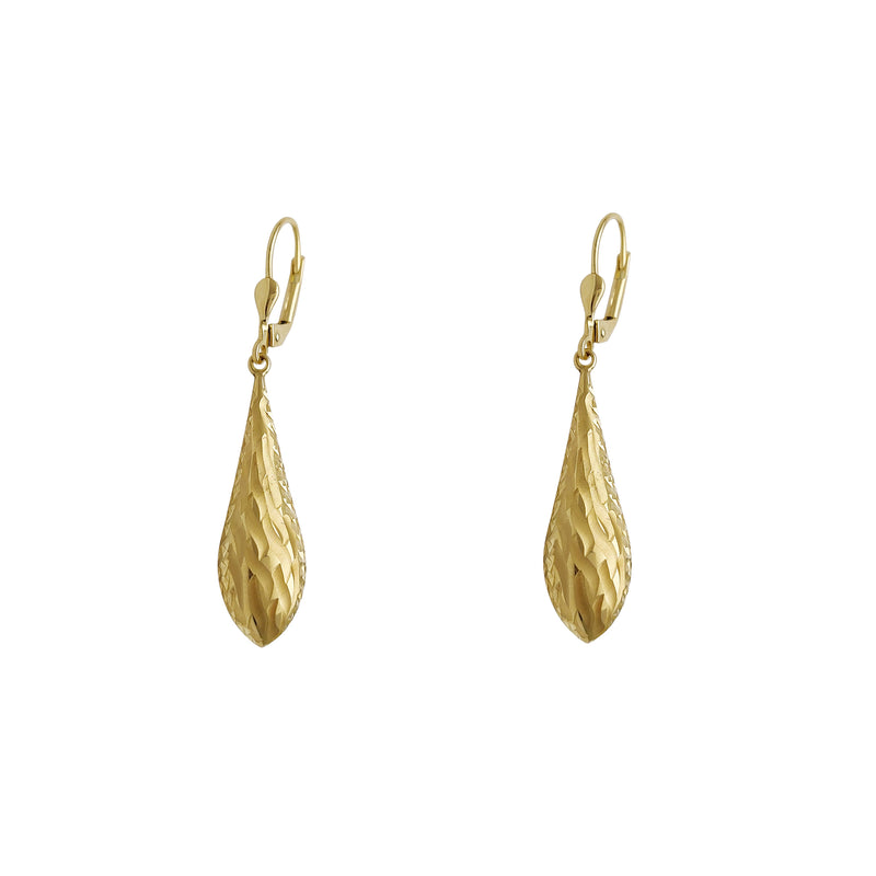 Diamond Cut Texture Drop Earrings (14K) Popular Jewelry New York