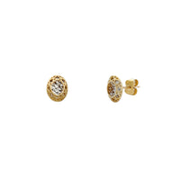 Diamond Cuts Faceted Oval Stud Earrings (14K) Popular Jewelry New York