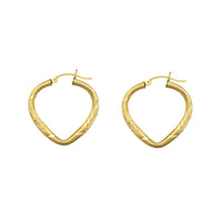 Diamond Cuts Heart Hoop Earrings (14K) Popular Jewelry New York