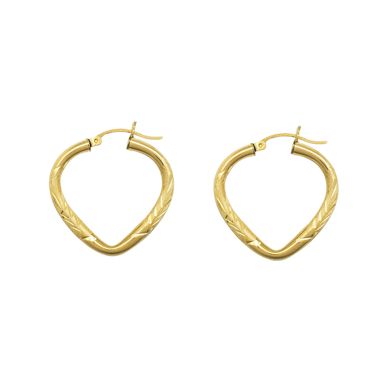 Diamond Cuts Heart Hoop Earrings (14K) Popular Jewelry New York
