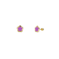 Diamond Cuts Purple Star Stud Earrings (14K) Popular Jewelry New York