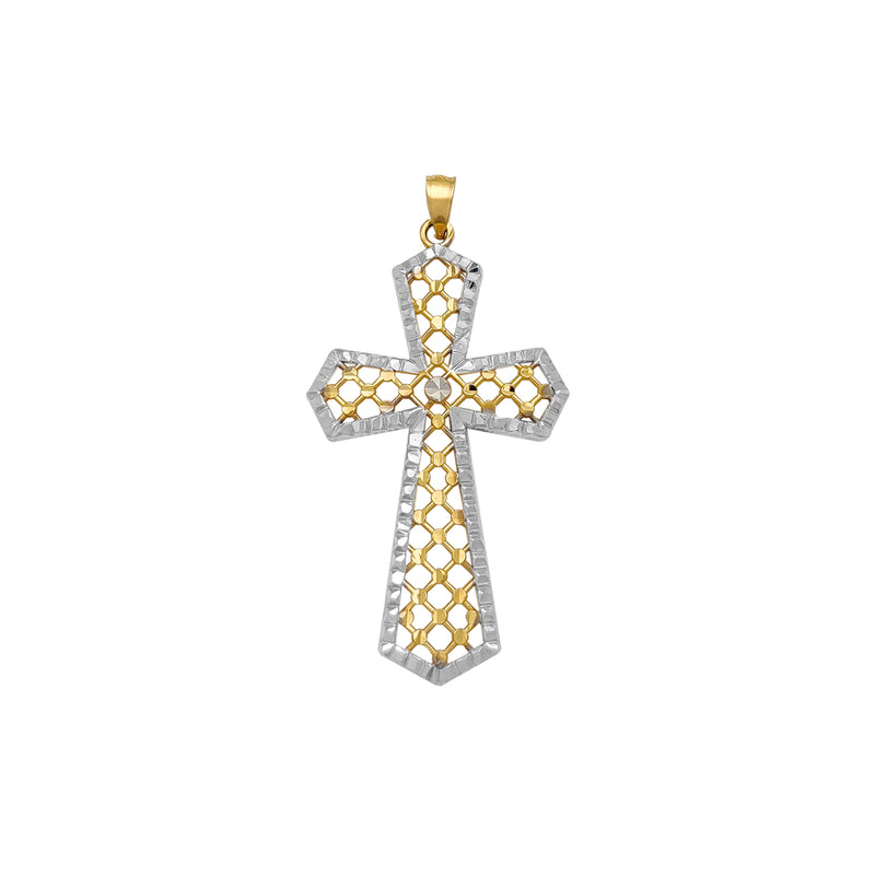 Diamond Cuts Two-Tone Cross Pendant (14K) Popular Jewelry New York