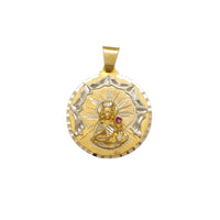 قلادة ميدالية سانت باربرا ثنائية اللون بقطع الماس (14 قيراط)