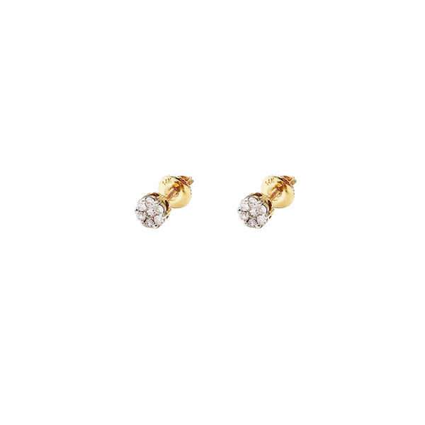 Diamond Flower Cluster Stud Earrings (14K)