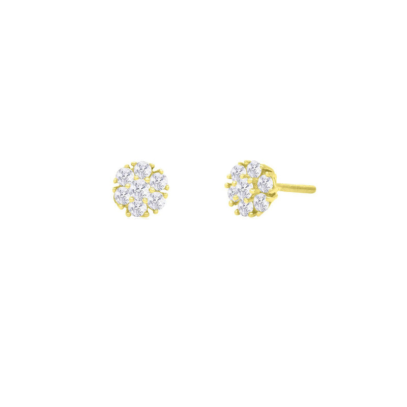 Diamond Flower Stud Earrings (14K)