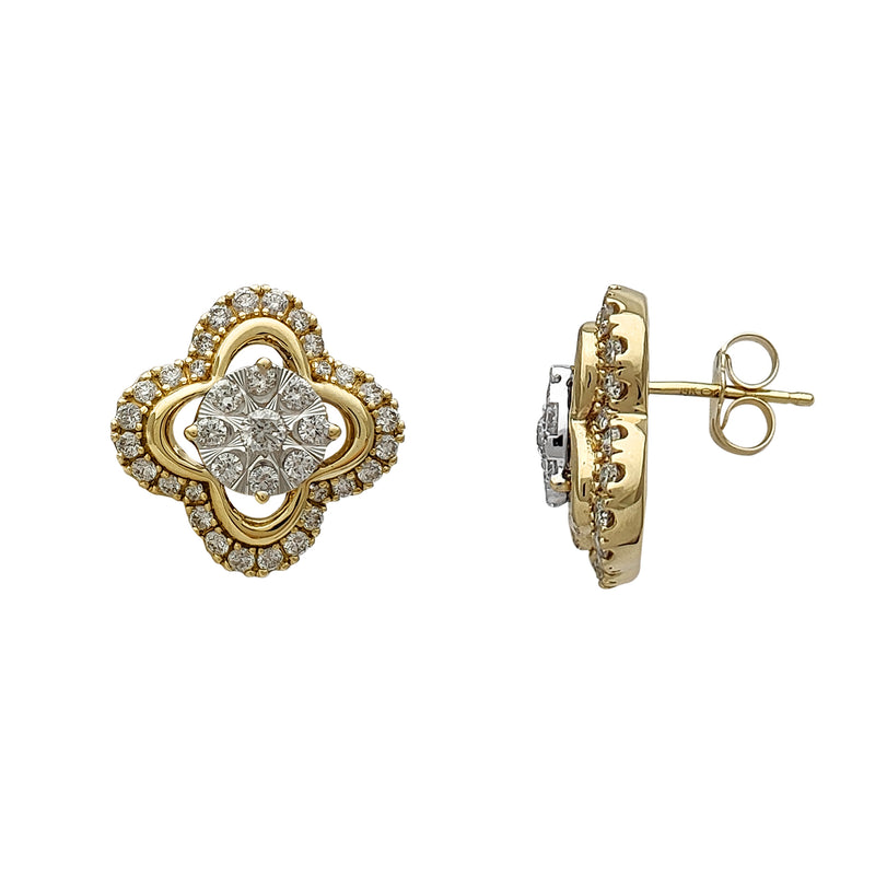 Diamond Four-Leaf Clover Stud Earrings (14K) Popular Jewelry New York