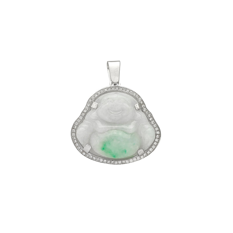Diamond Frame Buddha Jade Pendant (14K) Popular Jewelry New York