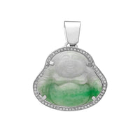 Diamond Frame Laughing Buddha Jade Pendant (14K) Popular Jewelry New York
