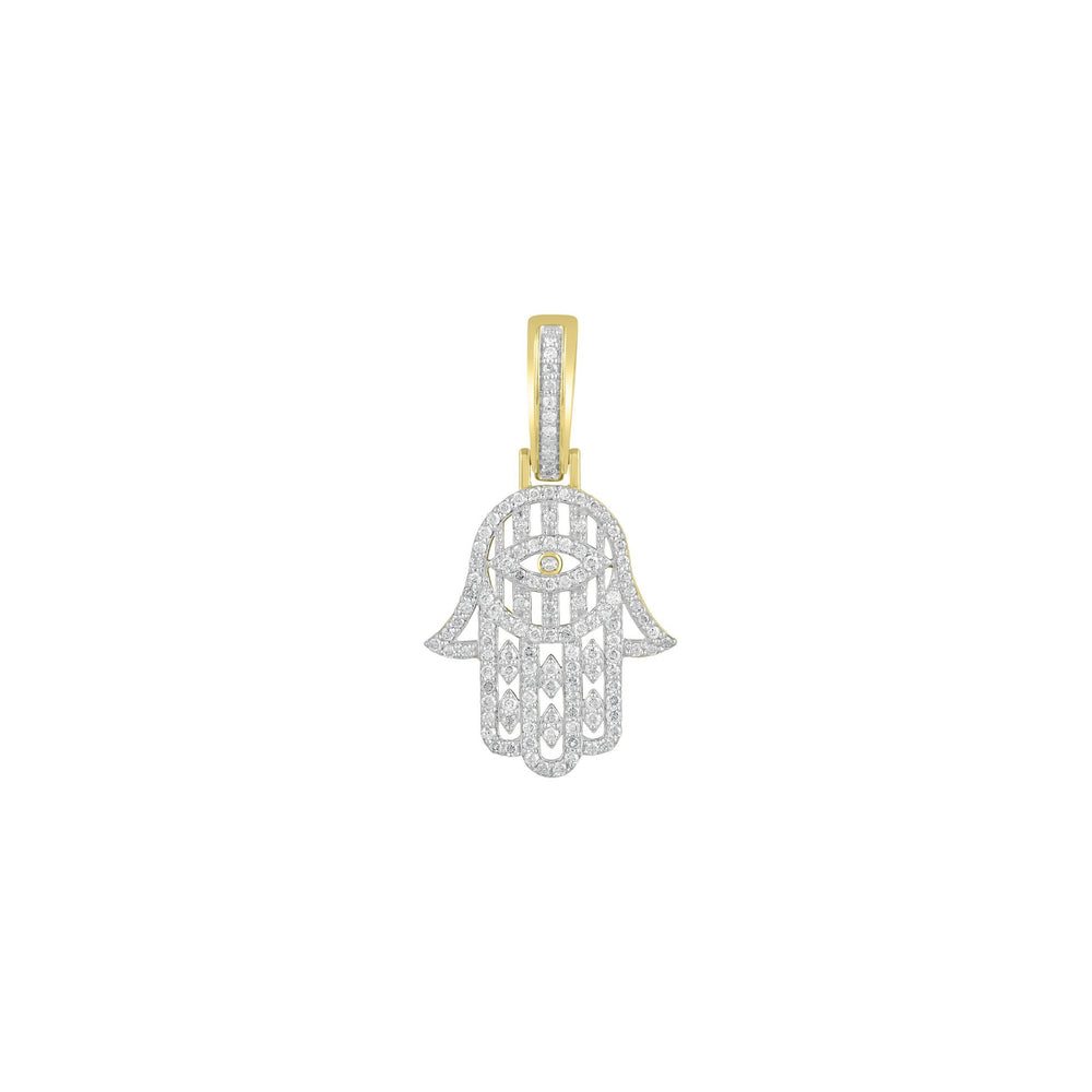 Diamond Hamsa Hand Pendant (14K)