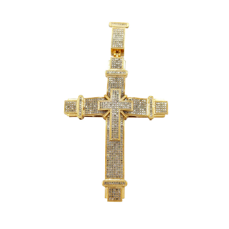 Diamond Icy Double Cross Pendant (10K) Popular Jewelry New York