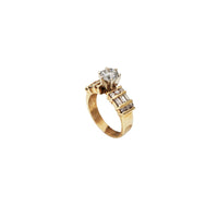 Веренички прстен со дијамантски интер круг багет (14K)