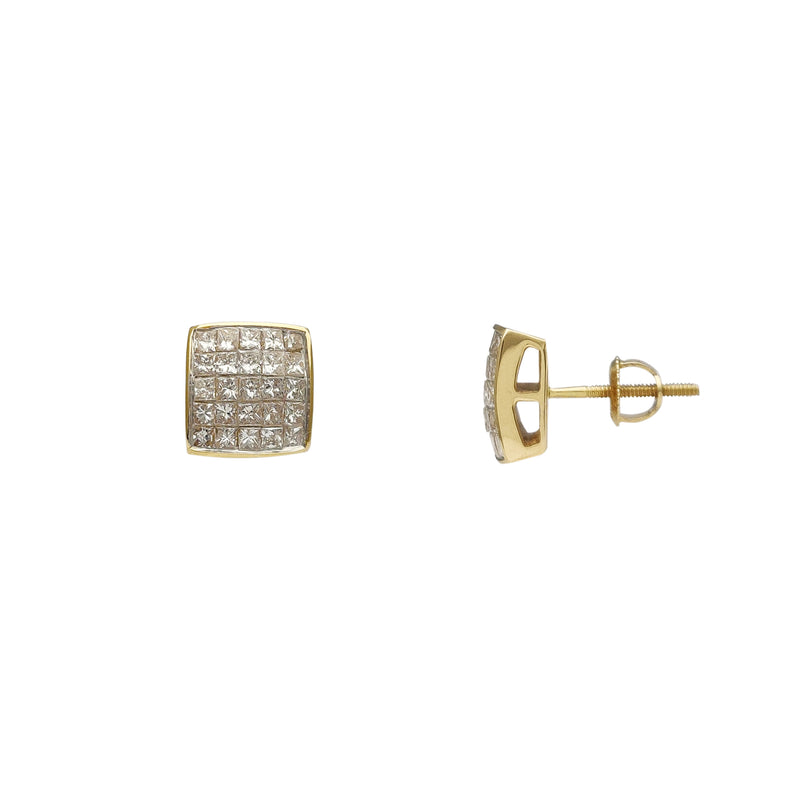 Diamond Invisible-Set Square Stud Earrings (14K) Popular Jewelry New York