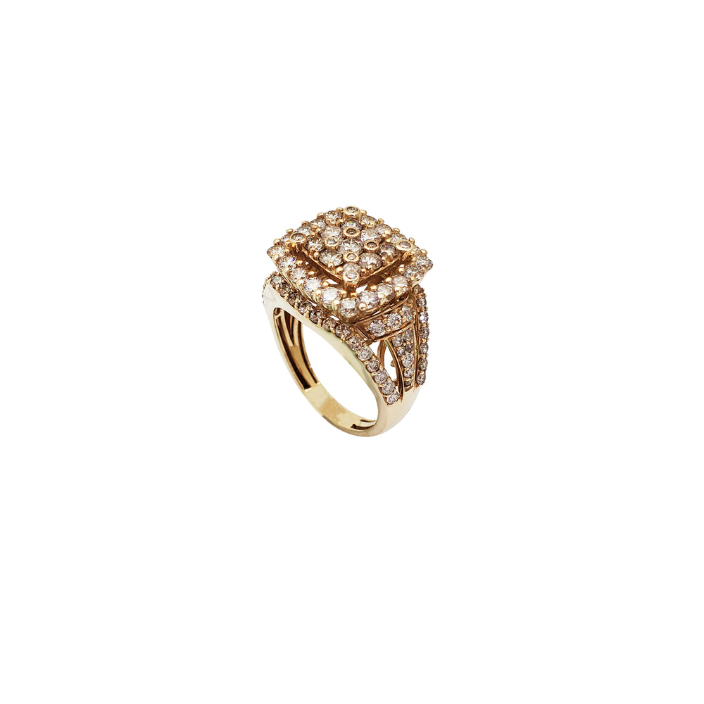 Diamond Leveled Square Ring (14K)