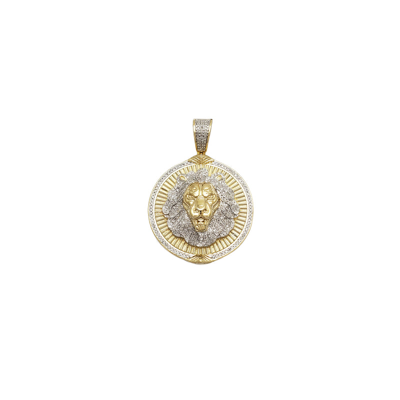 Diamond Lion Head Medallion Pendant (10K)