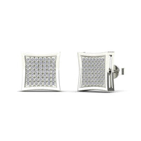 Diamond Micro-Pave Concave Square Stud Earrings (14K) Popular Jewelry New York