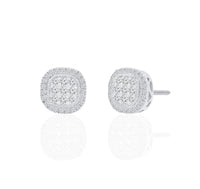 Diamond Milgrain Cushion-Shape Stud Earrings (14K)