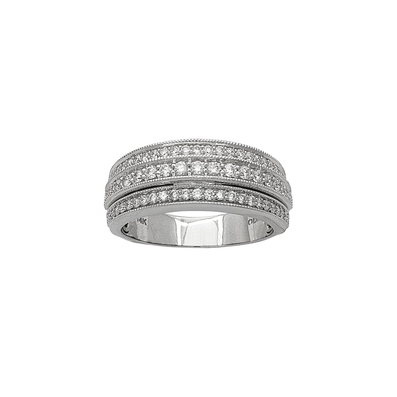 Diamond Milgrain Textured Border Wedding Band Ring (14K) Popular Jewelry New York