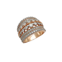 Алмаазан шигтгээтэй сарнай алтан хатагтай бөгж (10K) Popular Jewelry Нью-Йорк