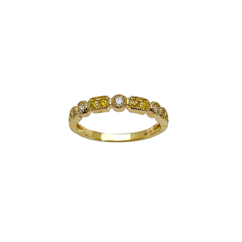Diamond Milgrained Yellow & White Diamond Ring (14K) Popular Jewelry New York