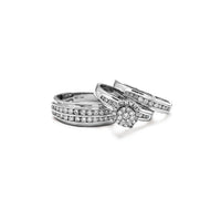 Pob zeb diamond Pave 3-thooj Rings (14K) Popular Jewelry New York