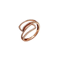 Diamond Pave Bypass Rose Gold Ring (14K) Popular Jewelry nova York