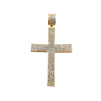 Diamond Pave Concaved Cross Pendant (14K)