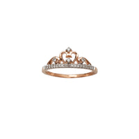 Anel de ouro rosa con coroa pavimentada de diamantes (14 K) Popular Jewelry nova York