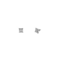 Orecchini a bottone concavi doppi quadrati con pavé di diamanti (14K) Popular Jewelry New York