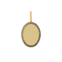 Liontin Medali Peringatan Gambar Oval Berbingkai Pave Berlian (10K) Popular Jewelry NY