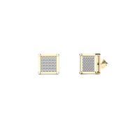 Diamond Pave Set Square Shaped Stud Earrings (14K)