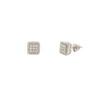 Diamond Pave Square White Gold Stud Earrings (14K) Popular Jewelry New York