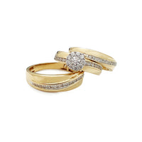 Diamante Regal Pavimentación Canle Set 3 pezas Anel (14K) Popular Jewelry nova York