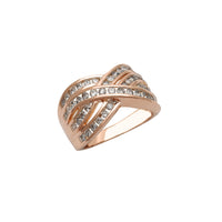 „Diamond Rose Gold Channel Channel Crisscross Ring“ (10K) žiedas Popular Jewelry NY