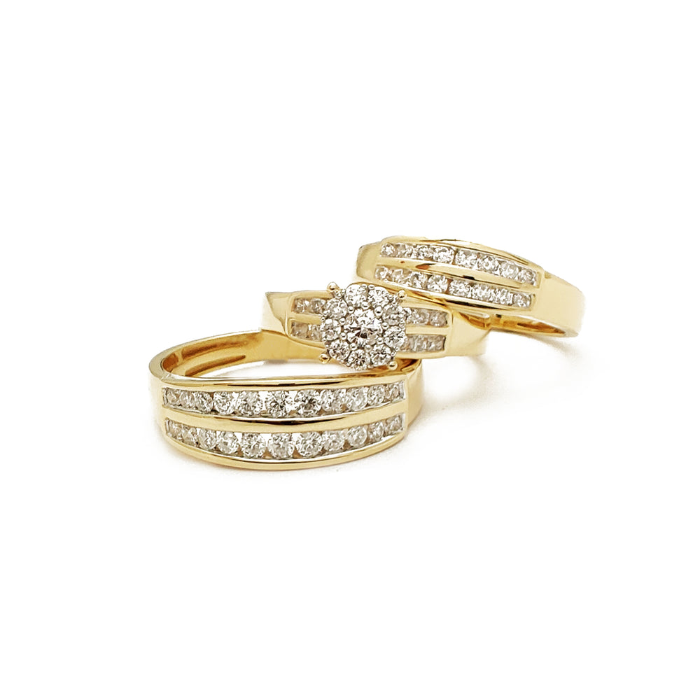 Diamond Round 2-Rows Channel Setting 3 Piece Set Ring (14K)