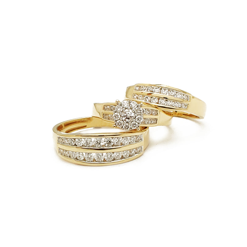 Diamond Round 2-Rows Channel Setting 3 Piece Set Ring (14K)