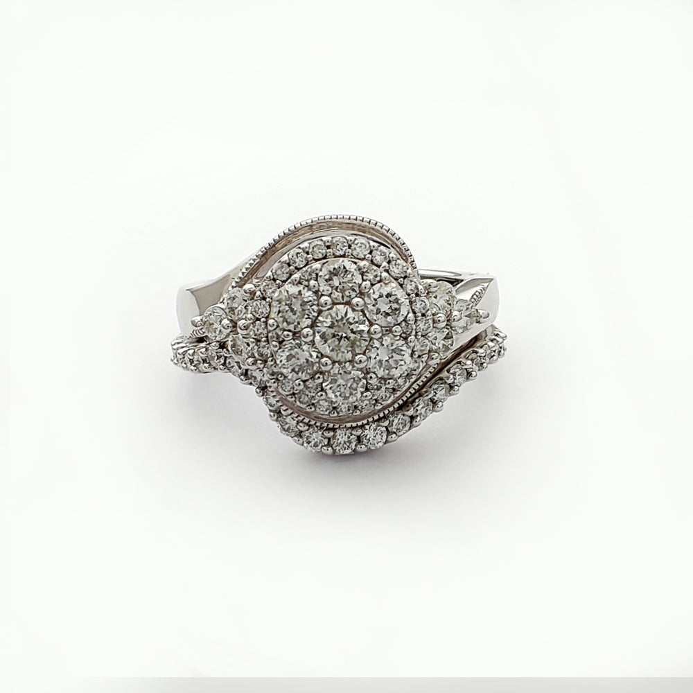 Diamond Spiral-Eye Engagement & Wedding Ring Set(14K)