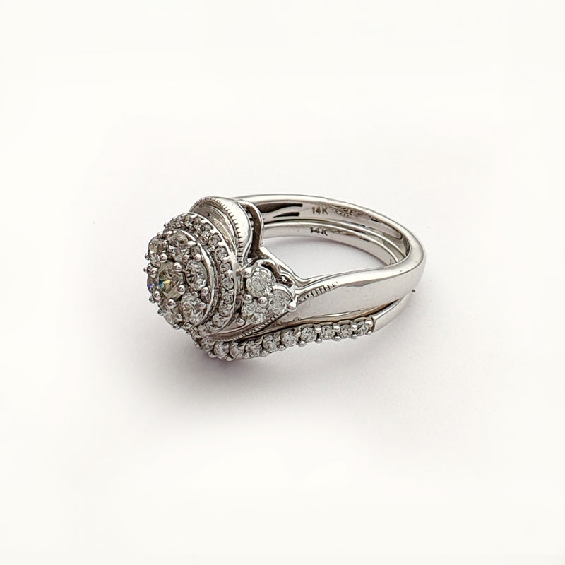 Diamond Spiral-Eye Engagement & Wedding Ring Set(14K)