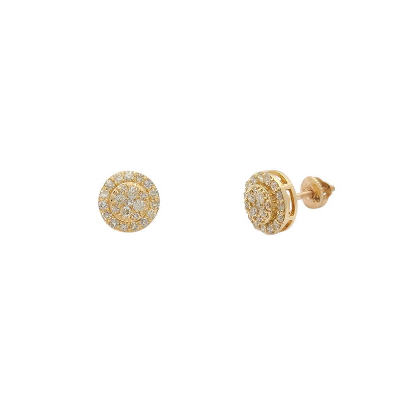 Diamond Round Cluster Yellow Gold Stud Earrings (14K) Popular Jewelry New York