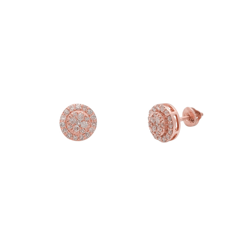 Diamond Stacked Circle Cluster Stud Earrings (14K)