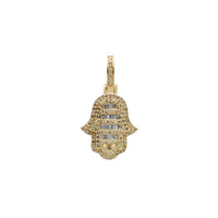 Diamond Round & Baguettes Hamsa Hand Pendant (14K)