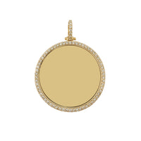 Diamond Solid Round Picture Medallion Pendant (14K) Popular Jewelry New York