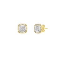 Diamond Square Roulette Stud Earrings (14K)