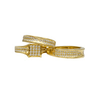 Dimanta kvadrātveida trīsdaļīgs gredzens (14K) Popular Jewelry NY