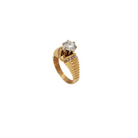 Веренички прстен со дијамантски скали (14K)